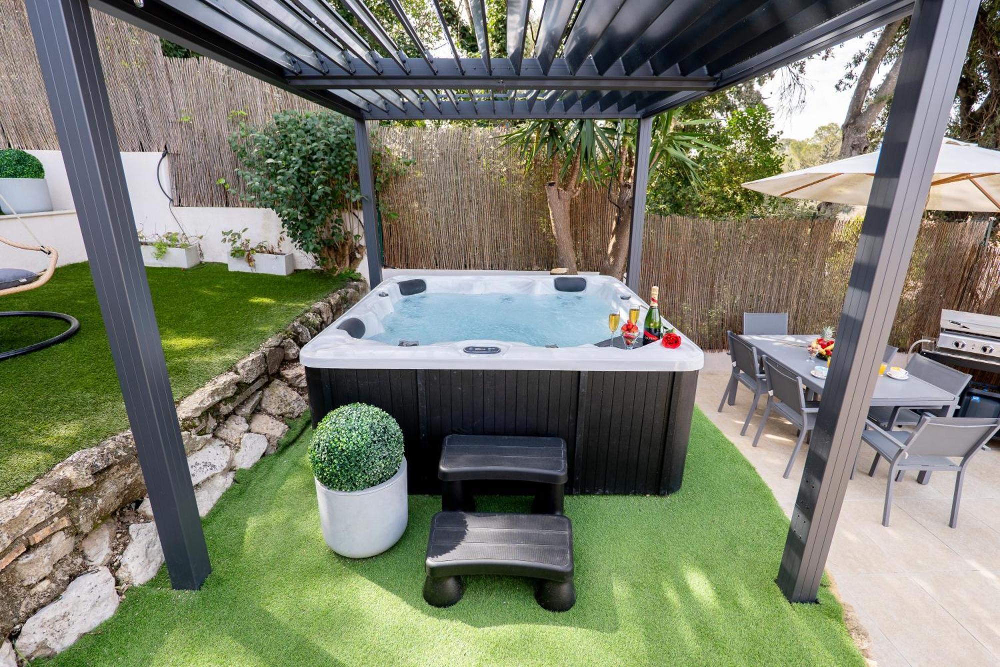 Piscine-Jacuzzi-Videoprojecteur-Clim La Perle Rare Villa Мужен Екстериор снимка